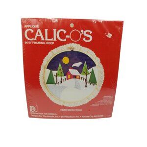 Vintage Christmas Craft Kit 2206 Calic-Os Winter Scene Applique and Hoop SEALED